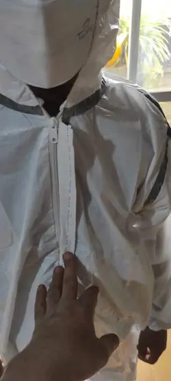 لباس_ایزوله_تنفسی_خط دار_طوسی_یکسره