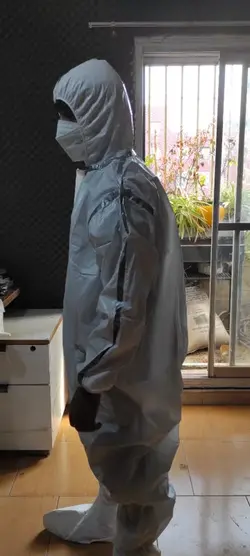 لباس_ایزوله_تنفسی_خط دار_طوسی_یکسره