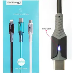 کابل شارژ تایپ C کانفلون چراغ دار DC39