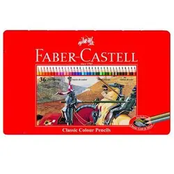 مداد رنگی 36 رنگ جعبه تخت فلزی فابرکاستل