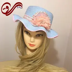 کلاه آفتابی بچگانه حصیری گلدار Girls Sun hat