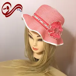 کلاه آفتابی بچگانه حصیری گلدار Girls Sun hat