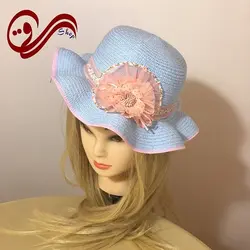 کلاه آفتابی بچگانه حصیری گلدار Girls Sun hat