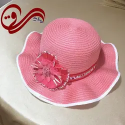 کلاه آفتابی بچگانه حصیری گلدار Girls Sun hat