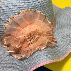 کلاه آفتابی بچگانه حصیری گلدار Girls Sun hat