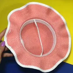 کلاه آفتابی بچگانه حصیری گلدار Girls Sun hat