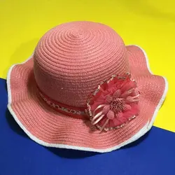 کلاه آفتابی بچگانه حصیری گلدار Girls Sun hat