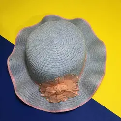 کلاه آفتابی بچگانه حصیری گلدار Girls Sun hat