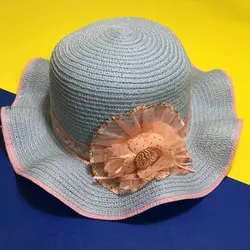 کلاه آفتابی بچگانه حصیری گلدار Girls Sun hat