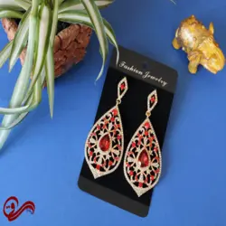 گوشواره  میخی طرح الماس قرمز برند نیکل استیل