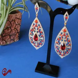 گوشواره  میخی طرح الماس قرمز برند نیکل استیل