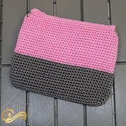 کیف دستی قلاب بافی گلدار صورتی