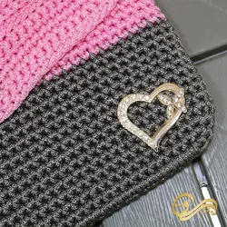 کیف دستی قلاب بافی گلدار صورتی