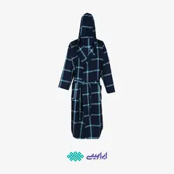 حوله تنپوش کلاهدار چهارخانه (سورمه ای)