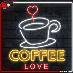 تابلو نئون طرح فنجان قهوه شماره 10 در ابعاد مختلف
