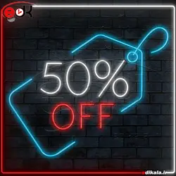 تابلو نئون طرح تخفیف شماره 1 در ابعاد مختلف