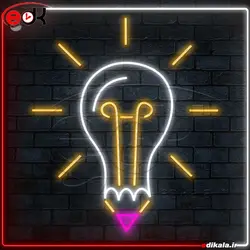 تابلو نئون طرح لامپ شماره 3 در ابعاد مختلف + آداپتور