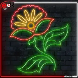 تابلو نئون طرح گل شماره 17 در ابعاد مختلف + آداپتور