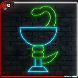 تابلو نئون طرح لگو داروخانه شماره 2 در ابعاد مختلف + آداپتور