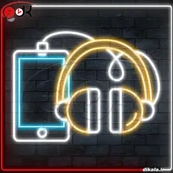 تابلو نئون طرح هدفون شماره 6 در ابعاد مختلف +آداپتور+ فایل لایه باز