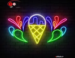 تابلو نئون طرح بستنی شماره 32 در ابعاد مختلف + آداپتور