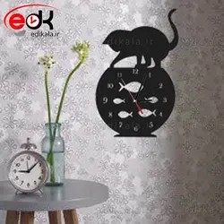 ساعت دیواری فانتزی طرح تنگ ماهی و گربه در پنج رنگ