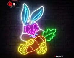تابلو نئون طرح خرگوش شماره 3 در ابعاد مختلف +آداپتور+ فایل لایه باز