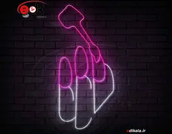 تابلو نئون طرح کاشت ناخن شماره 8 در ابعاد مختلف + آداپتور