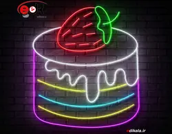 تابلو نئون طرح کیک شماره 7 در ابعاد مختلف +آداپتور+ فایل لایه باز