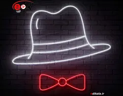 تابلو نئون طرح کلاه شماره 3 در ابعاد مختلف +آداپتور+ فایل لایه باز