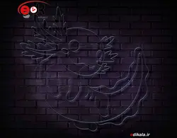 تابلو نئون طرح اکسولوتل شماره 3 در ابعاد مختلف +آداپتور+ فایل لایه باز