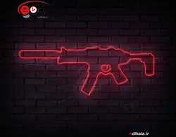تابلو نئون طرح تفنگ شماره 2 در ابعاد مختلف +آداپتور+ فایل لایه باز