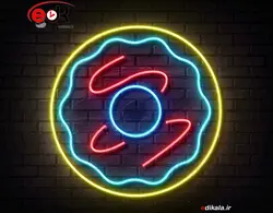 تابلو نئون طرح دونات شماره 4 در ابعاد مختلف +آداپتور+ فایل لایه باز