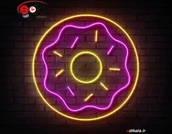 تابلو نئون طرح دونات شماره 3 در ابعاد مختلف +آداپتور+ فایل لایه باز