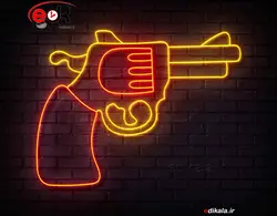 تابلو نئون طرح تفنگ شماره 5 در ابعاد مختلف +آداپتور+ فایل لایه باز