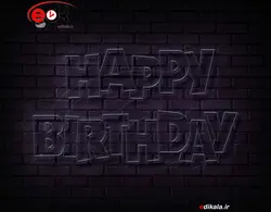 تابلو نئون طرح happy birthday شماره 16 در ابعاد مختلف +آداپتور+ فایل لایه باز