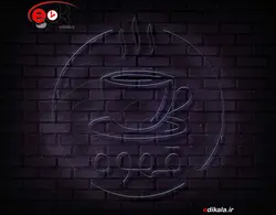 تابلو نئون طرح فنجان قهوه شماره 48 در ابعاد مختلف +آداپتور+ فایل لایه باز