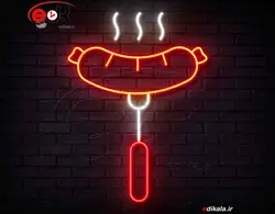 تابلو نئون طرح هات داگ شماره 8 در ابعاد مختلف + آداپتور