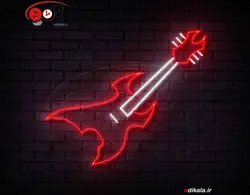 تابلو نئون طرح گیتار شماره 7 در ابعاد مختلف +آداپتور+ فایل لایه باز