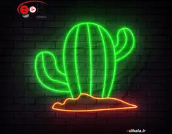 تابلو نئون طرح کاکتوس شماره 4 در ابعاد مختلف +آداپتور+ فایل لایه باز