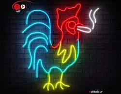 تابلو نئون طرح خروس شماره 6 در ابعاد مختلف +آداپتور+ فایل لایه باز