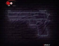 تابلو نئون طرح تفنگ شماره 8 در ابعاد مختلف +آداپتور+ فایل لایه باز