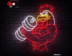 تابلو نئون طرح خروس بدنساز شماره 1 در ابعاد مختلف +آداپتور+ فایل لایه باز