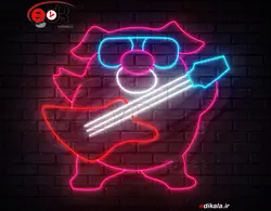 تابلو نئون طرح خوک و گیتار شماره 1 در ابعاد مختلف +آداپتور+ فایل لایه باز