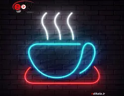 تابلو نئون طرح فنجان قهوه شماره 55 در ابعاد مختلف +آداپتور+ فایل کورل آماده برش