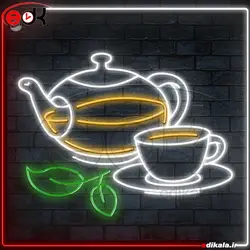 تابلو نئون طرح قوری فنجان شماره 2 در ابعاد مختلف