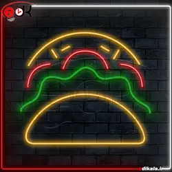 تابلو نئون طرح همبرگر شماره 3 در ابعاد مختلف