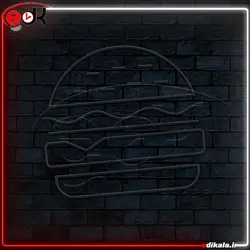 تابلو نئون طرح همبرگر شماره 4 در ابعاد مختلف