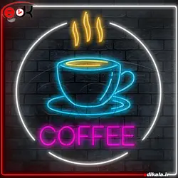 تابلو نئون طرح فنجان قهوه شماره 5 در ابعاد مختلف