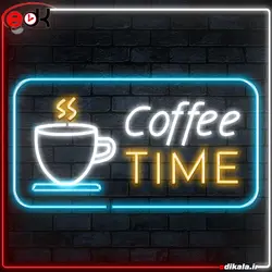 تابلو نئون طرح فنجان قهوه شماره 6 در ابعاد مختلف